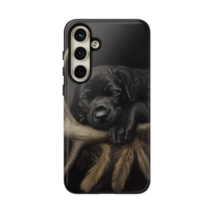 Adorable Black Labrador Puppy on Feathers Samsung Galaxy Case