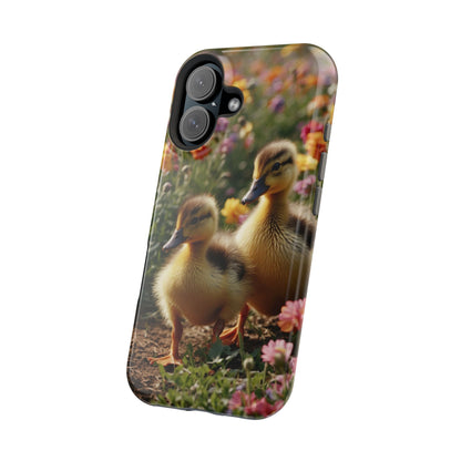 Charming Ducklings in Floral Garden - MagSafe iPhone Case