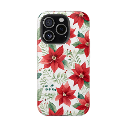 Festive Poinsettia Holiday Pattern – MagSafe iPhone Series Case