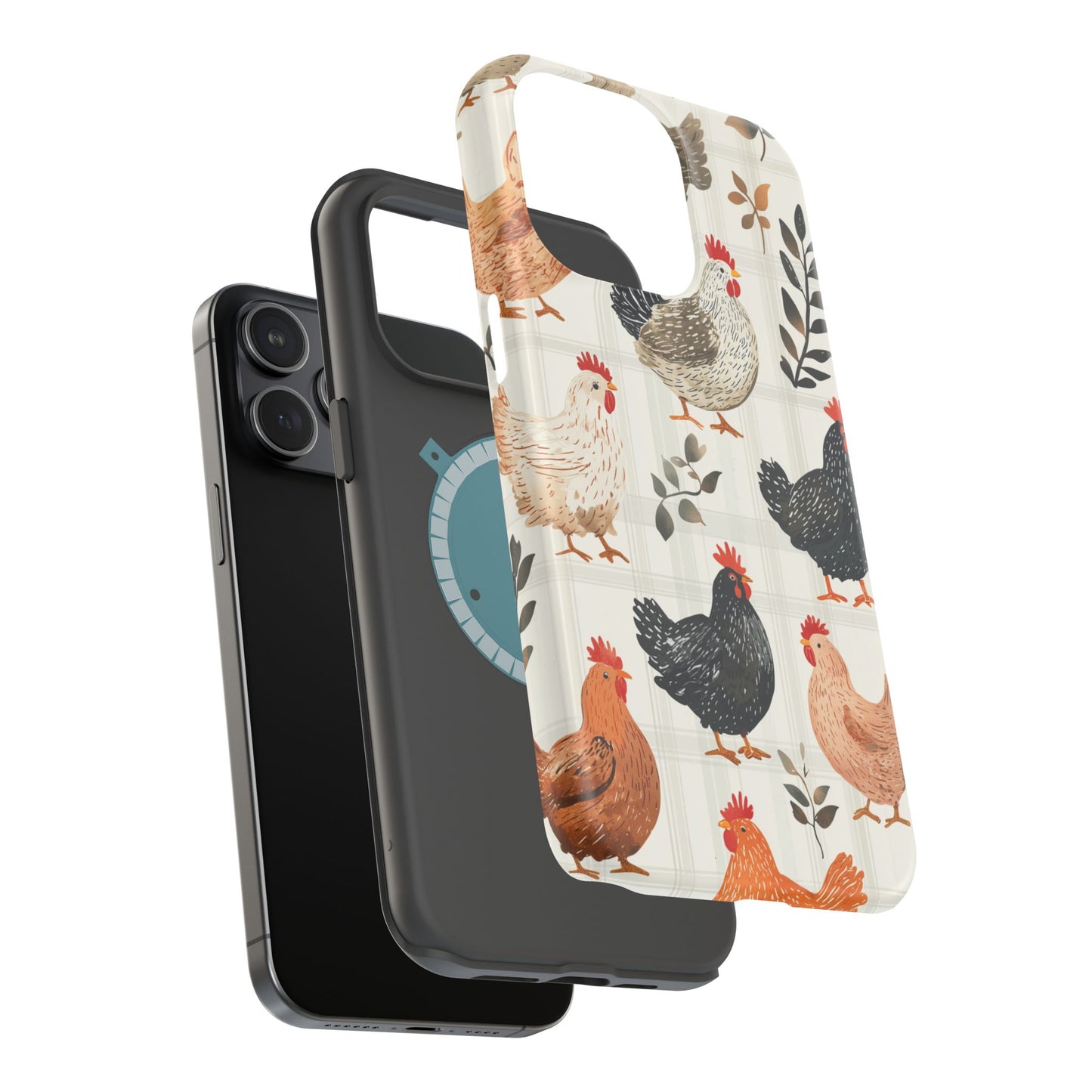 MagSafe iPhone Case: Vintage Chicken & Leaves – Farmhouse Style Case