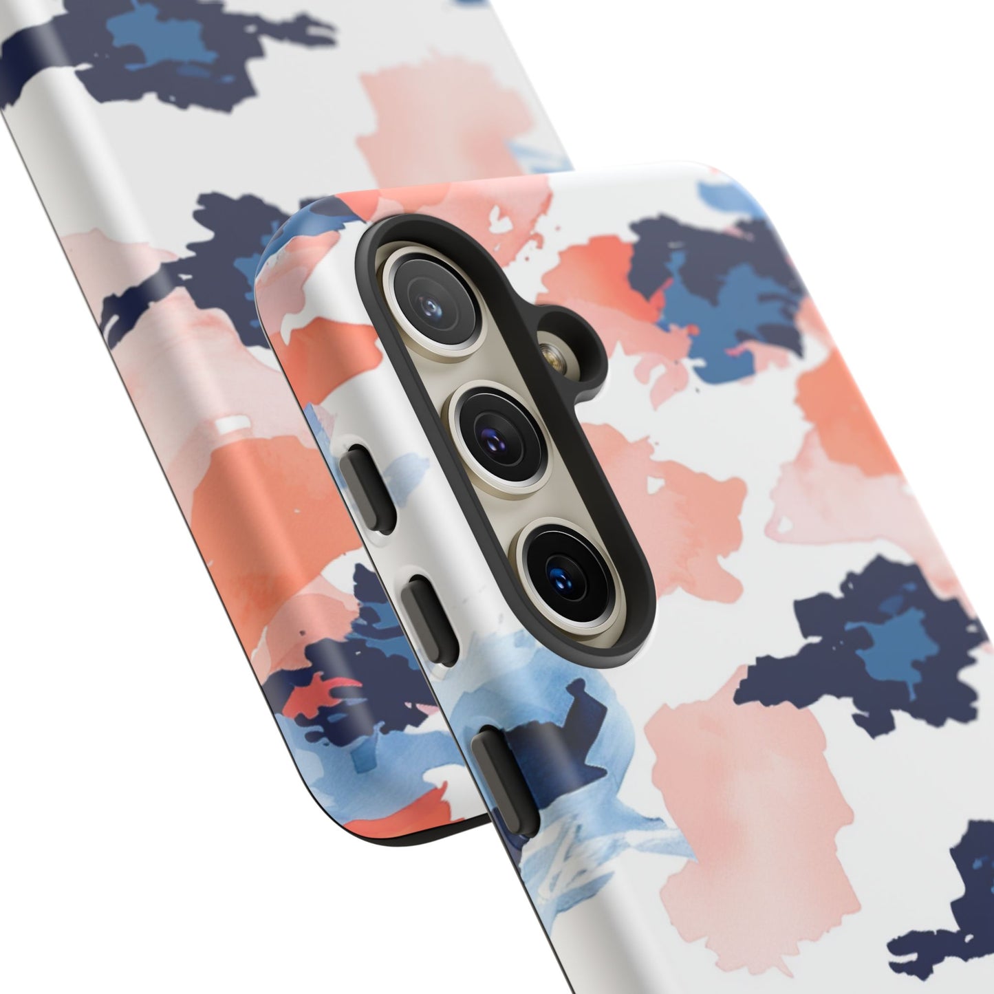 Abstract Coral & Navy Watercolor Design – Samsung Galaxy Case