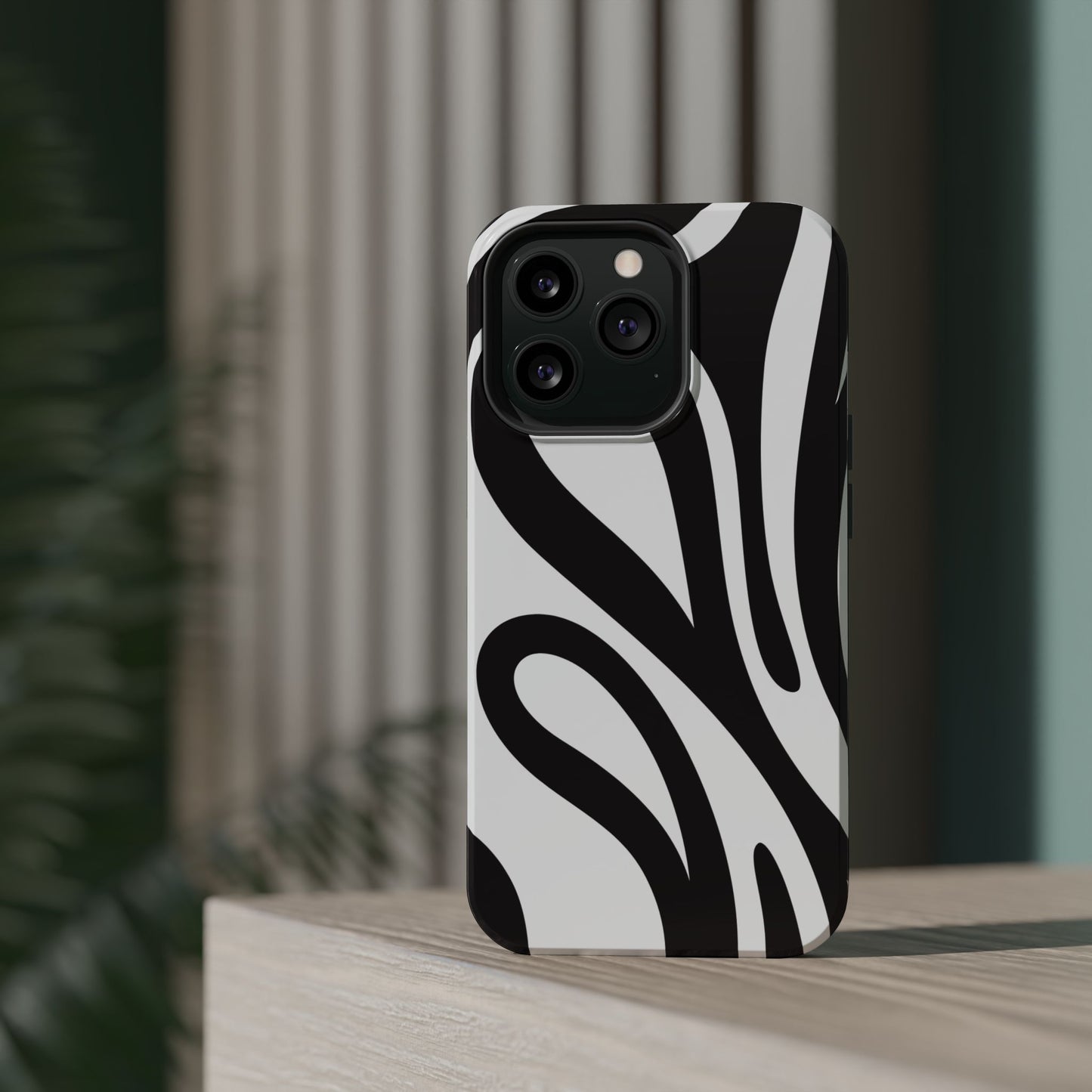 Modern Black and White Abstract Tough MagSafe iPhone Case – Bold Graphic Pattern with Dual-Layer Protection