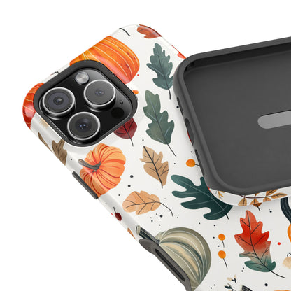 Autumn Harvest MagSafe iPhone Case - Pumpkin and Fall Leaf Design