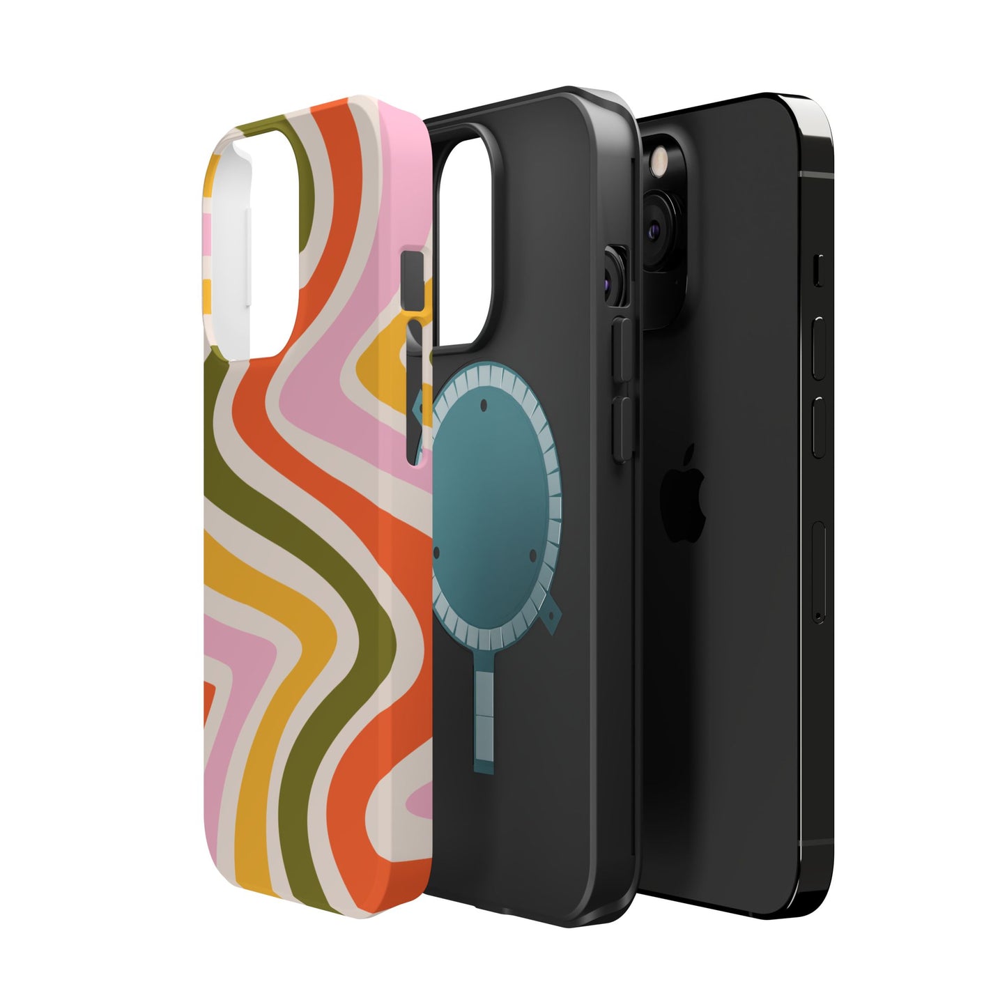 Retro Groove MagSafe iPhone Case – 70s-Inspired Design with Dual-Layer Protection