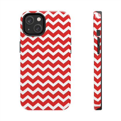 Bold Red & White Chevron – Modern Geometric iPhone Case