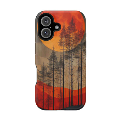 Moody Forest Moonrise MagSafe iPhone Case – Dark Landscape Design, Dual-Layer Protection