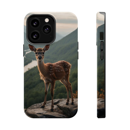 Majestic Fawn Overlooking Mountain Vista MagSafe iPhone Case