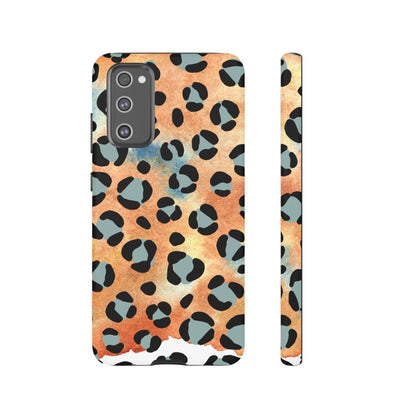 Sunset Watercolor Leopard Print Tough Samsung Galaxy Case – Artistic Animal Pattern with Dual-Layer Protection