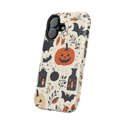 Charming Halloween MagSafe iPhone Case – Pumpkin, Bats, and Spooky Lantern Design