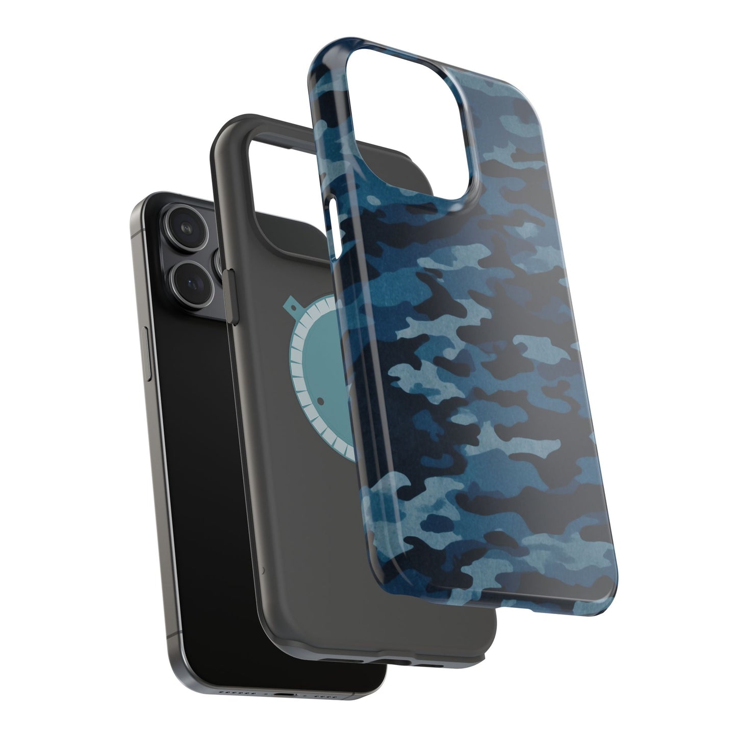 Dark Blue Camouflage – MagSafe iPhone Case with Modern Rugged Style