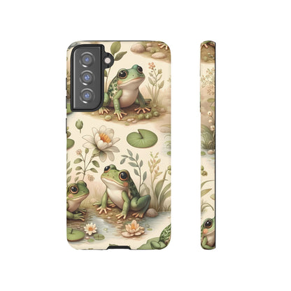 Cute Frogs Phone Case - Pond Pals Frolic - Charming Frog Lily Pad Phone Case for iPhone, Google & Samsung! Great Gift For Any Frog Lover!