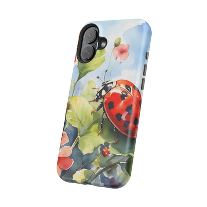 Watercolor Ladybug & Poppy Fields - MagSafe iPhone Case