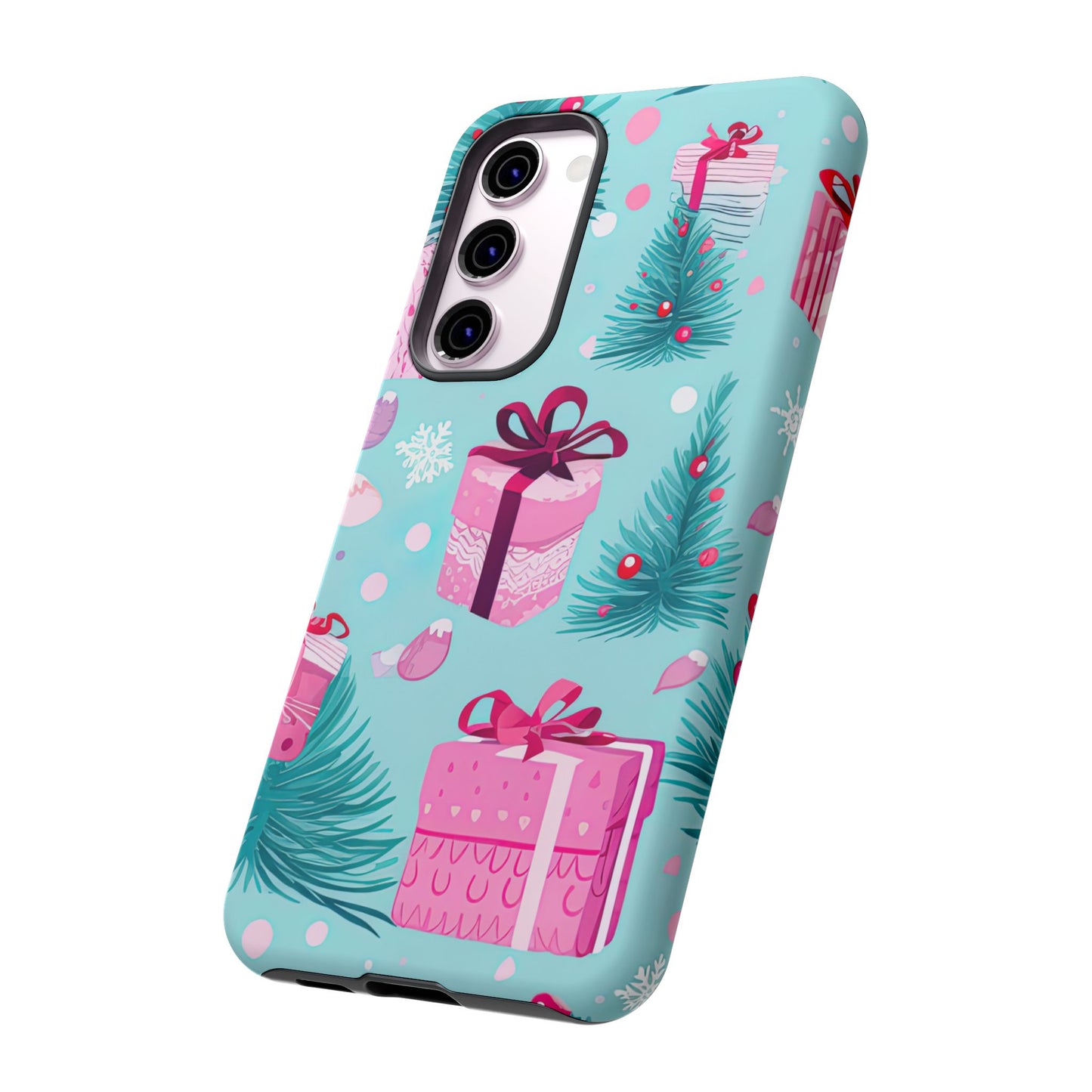 Festive Pink Christmas Gifts and Evergreen Samsung Galaxy Case – Holiday Theme, Protective Cover