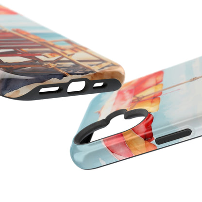 Beachfront Sunset Lounge MagSafe iPhone Case – Vibrant Watercolor Design