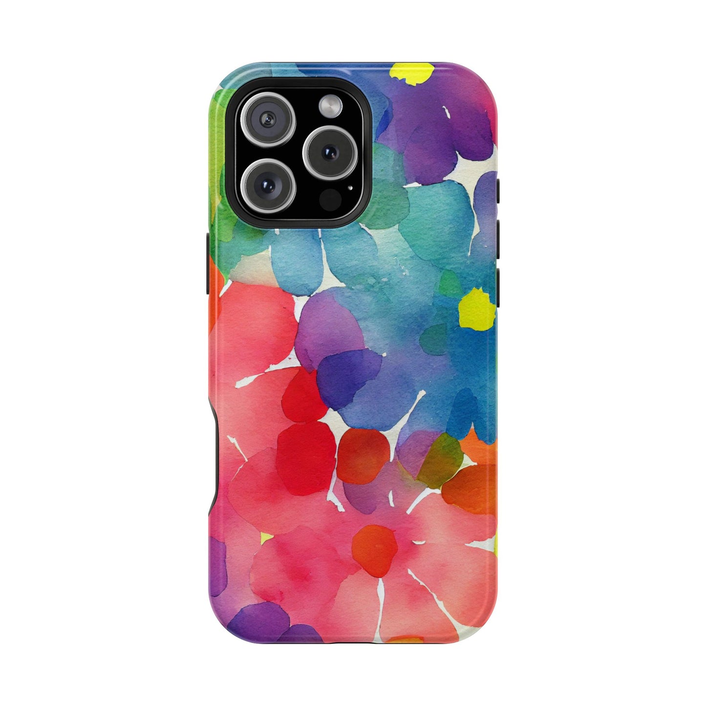 Rainbow Bloom Watercolor MagSafe iPhone Case – Slim Design, Glossy Finish