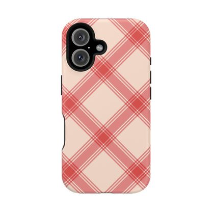 Soft Peachy Red Plaid MagSafe Case