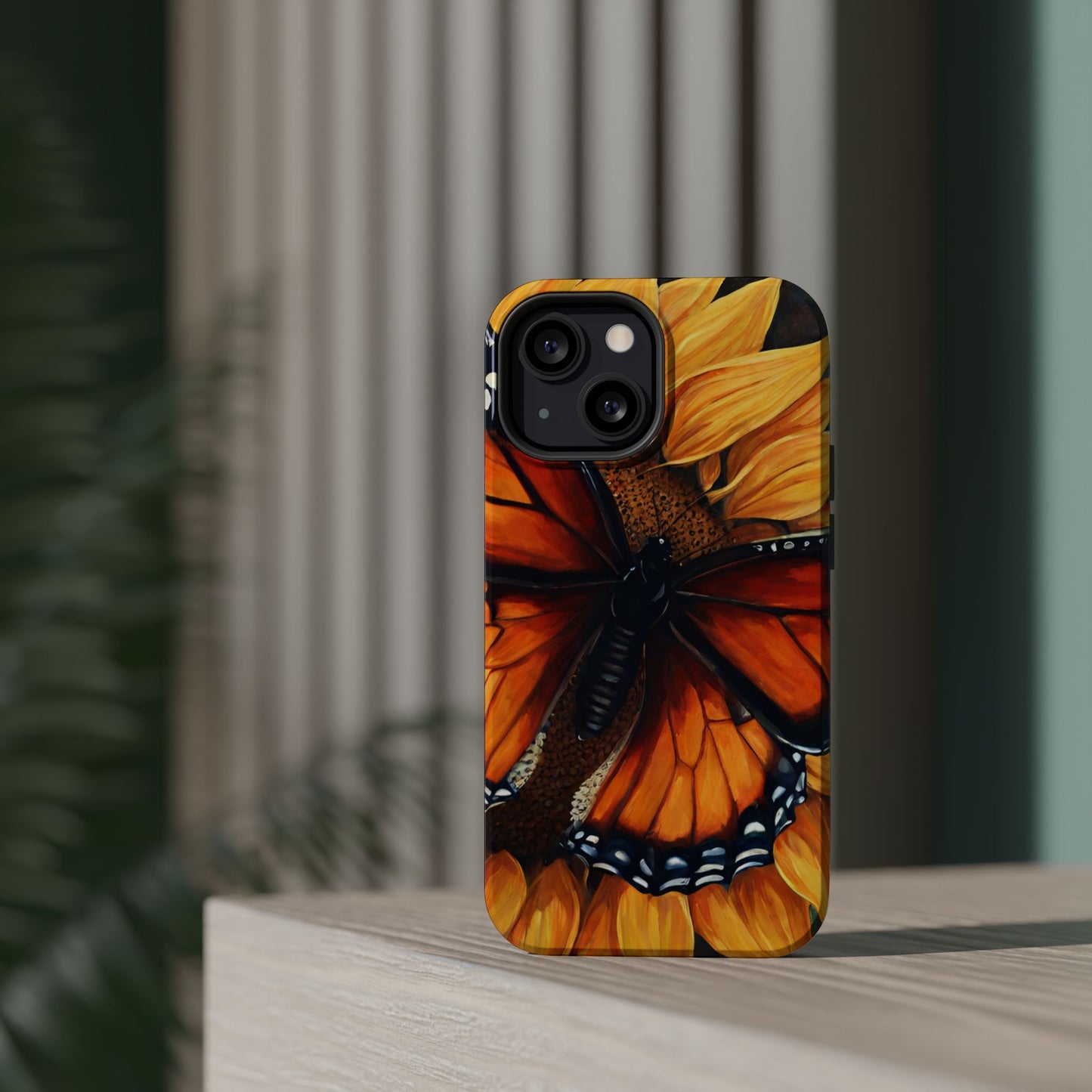 Monarch Butterfly & Sunflower Art – MagSafe iPhone Case