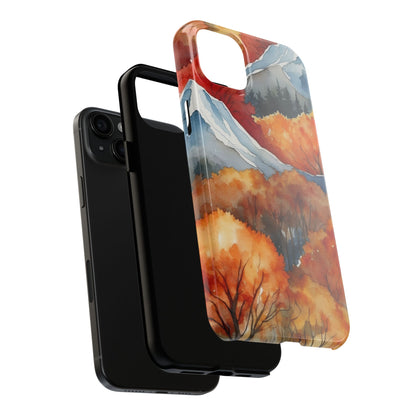 Autumn Mountain Forest Watercolor - iPhone Case