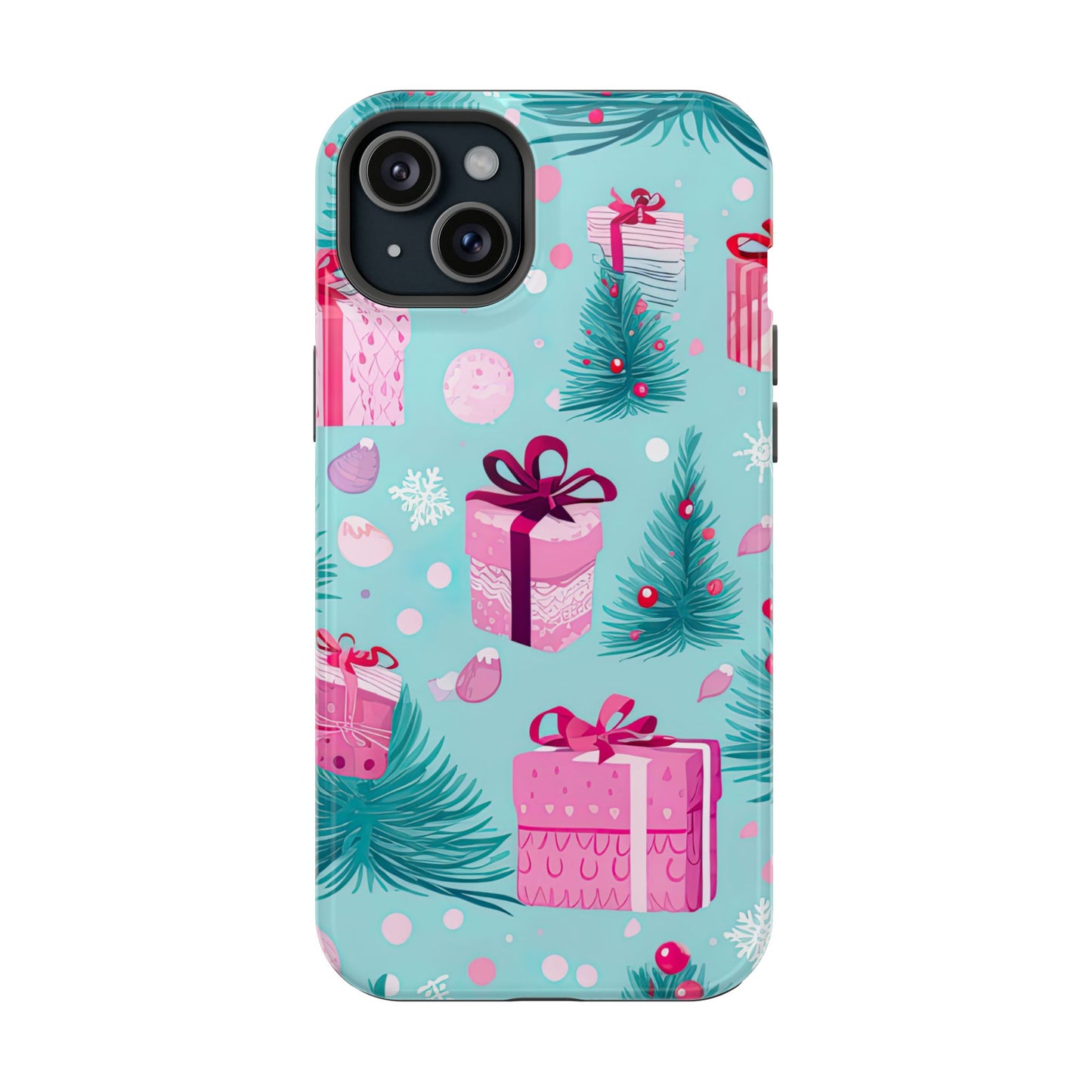 Festive Pink Christmas Gifts and Evergreen MagSafe iPhone Case – Holiday Theme, Protective Cover