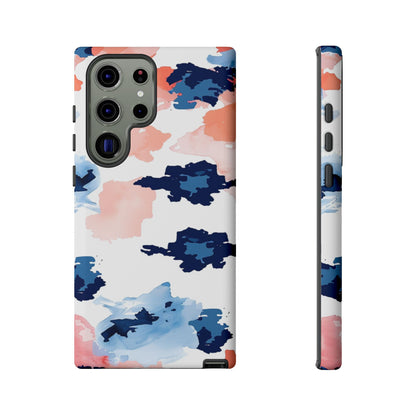 Abstract Coral & Navy Watercolor Design – Samsung Galaxy Case