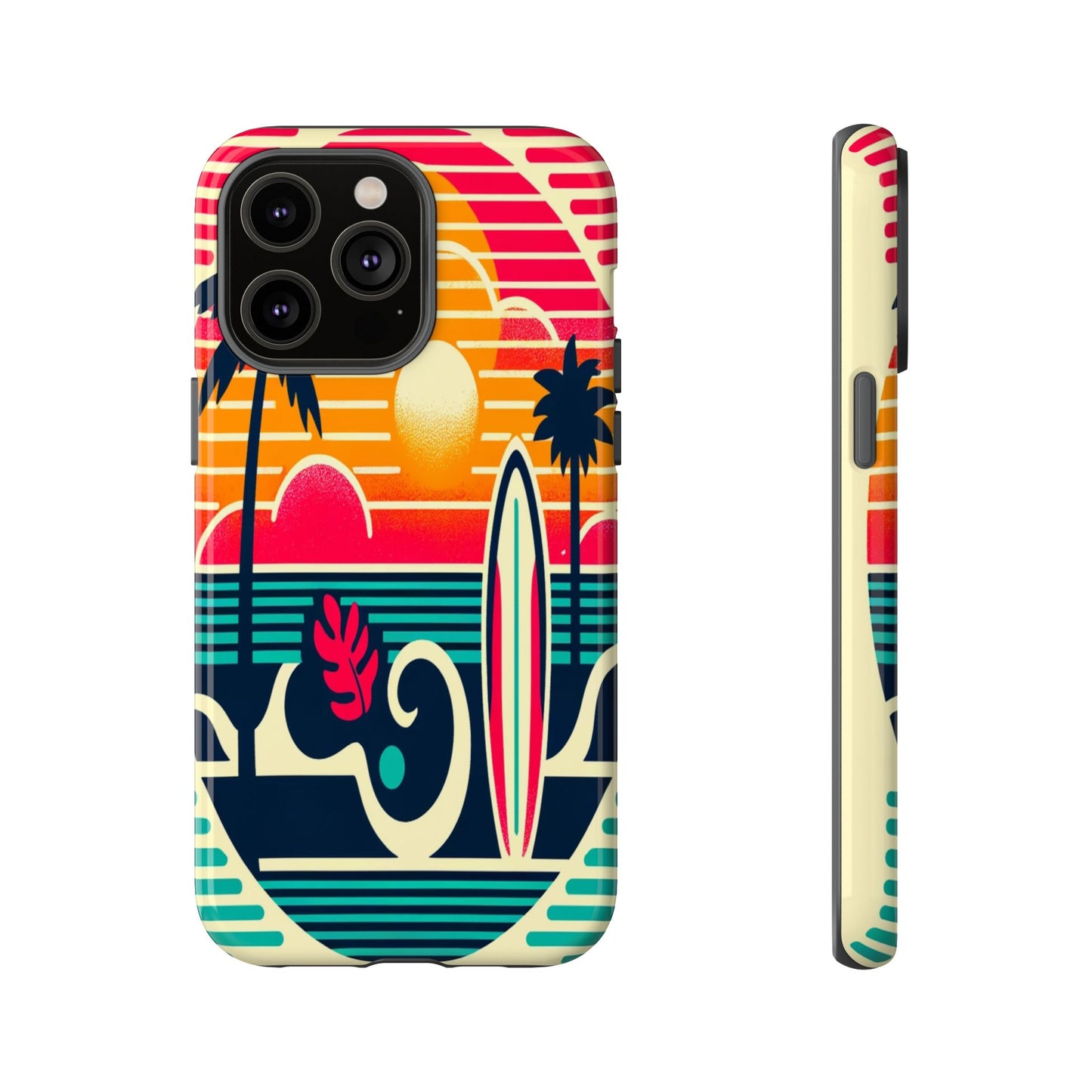 Retro Beach Vibes iPhone Case - Sunset Surfing Protective Cover