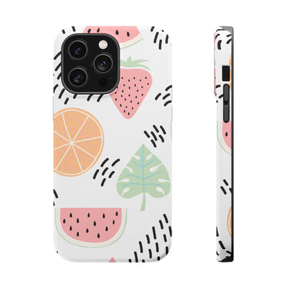 Tropical Fruit Fiesta Tough MagSafe iPhone Case – Fun Watermelon, Pineapple, and Citrus Design