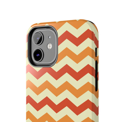 Warm Sunset Chevron – Orange, Red & Cream Geometric iPhone Case