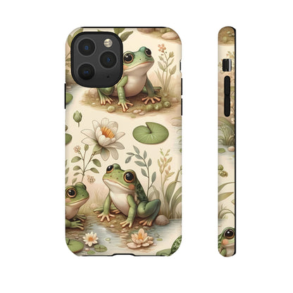 Cute Frogs Phone Case - Pond Pals Frolic - Charming Frog Lily Pad Phone Case for iPhone, Google & Samsung! Great Gift For Any Frog Lover!