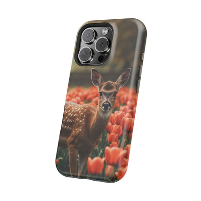 Fawn Among Tulips MagSafe iPhone Case