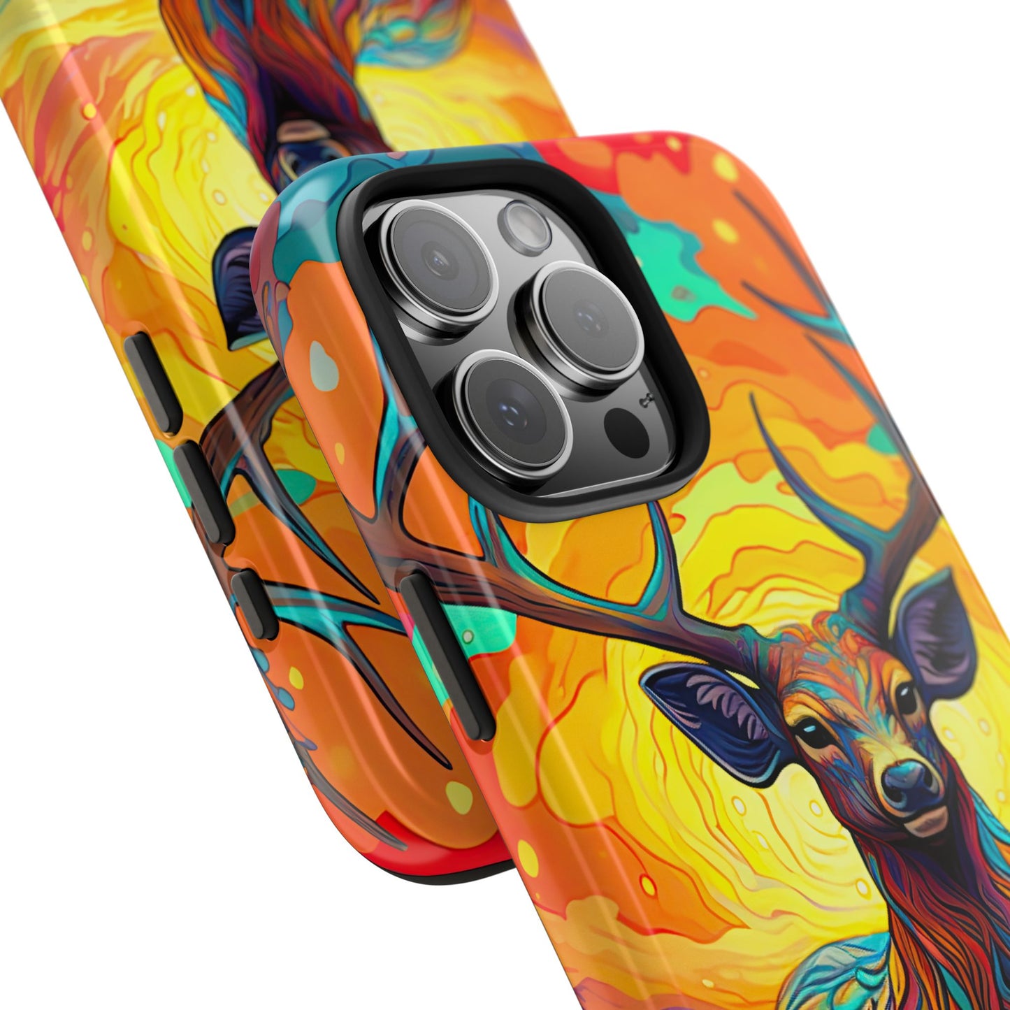 Vibrant Stag in Bloom – iPhone Case