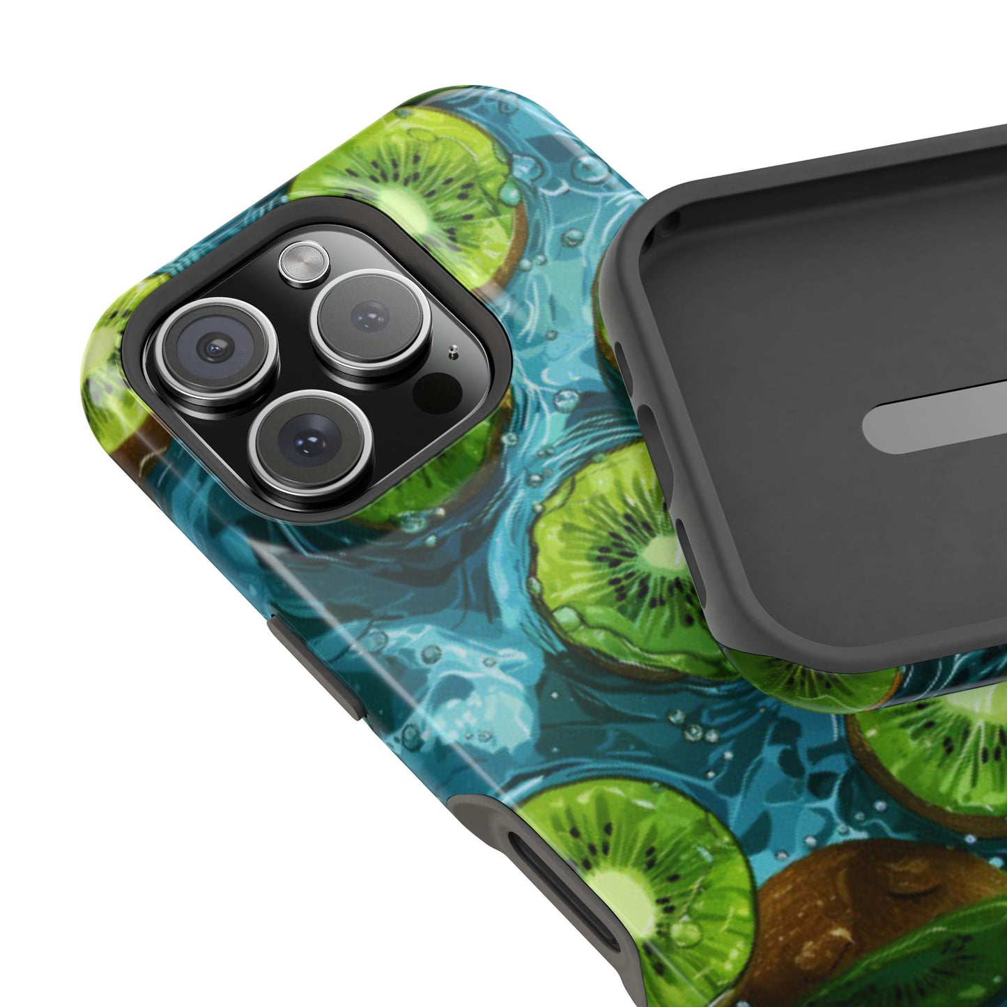 Tropical Kiwi Splash MagSafe iPhone Case – Tough Dual-Layer, Vibrant Summer Design