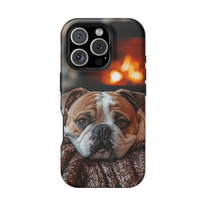 Cozy Bulldog MagSafe Case – Fireside-Inspired Protective Cover