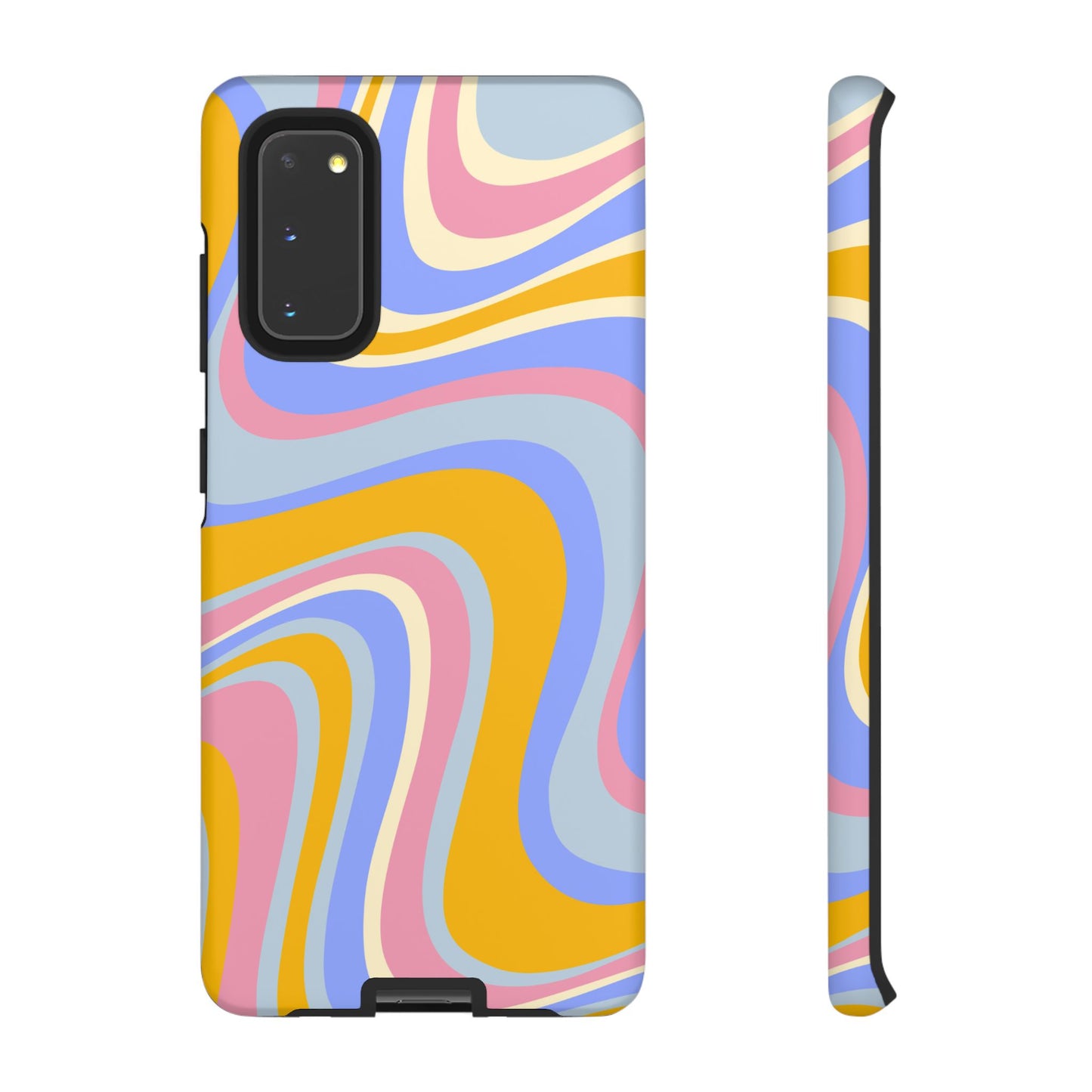 Groovy Pastel Waves Samsung Galaxy Case – 70s-Inspired Design with Dual-Layer Protection