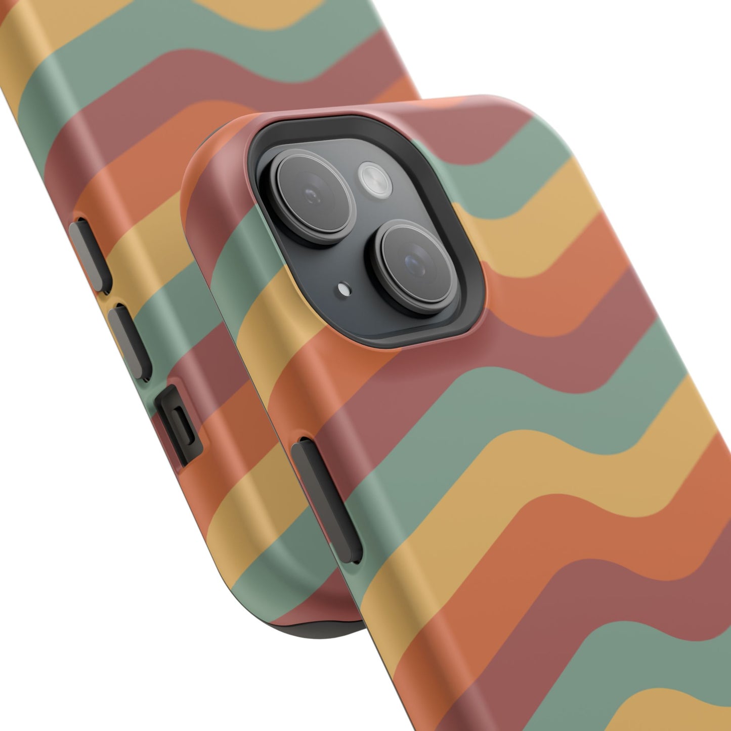 Retro Vibe Wavy Stripes MagSafe iPhone Case – 70s-Inspired in Teal, Orange, and Rust