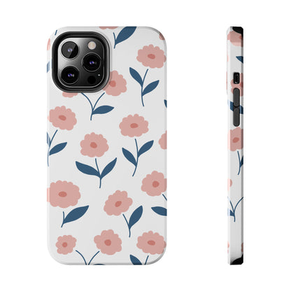 Playful Pink Floral Tough iPhone Case – Soft Pastel Design, Slim & Shockproof