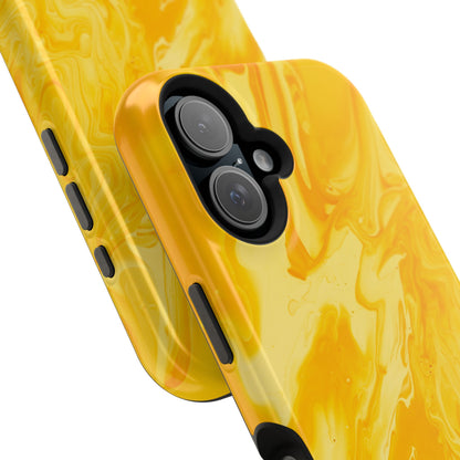 Luxe Yellow Marble MagSafe iPhone Case – Bold Golden Elegance with Magnetic Precision