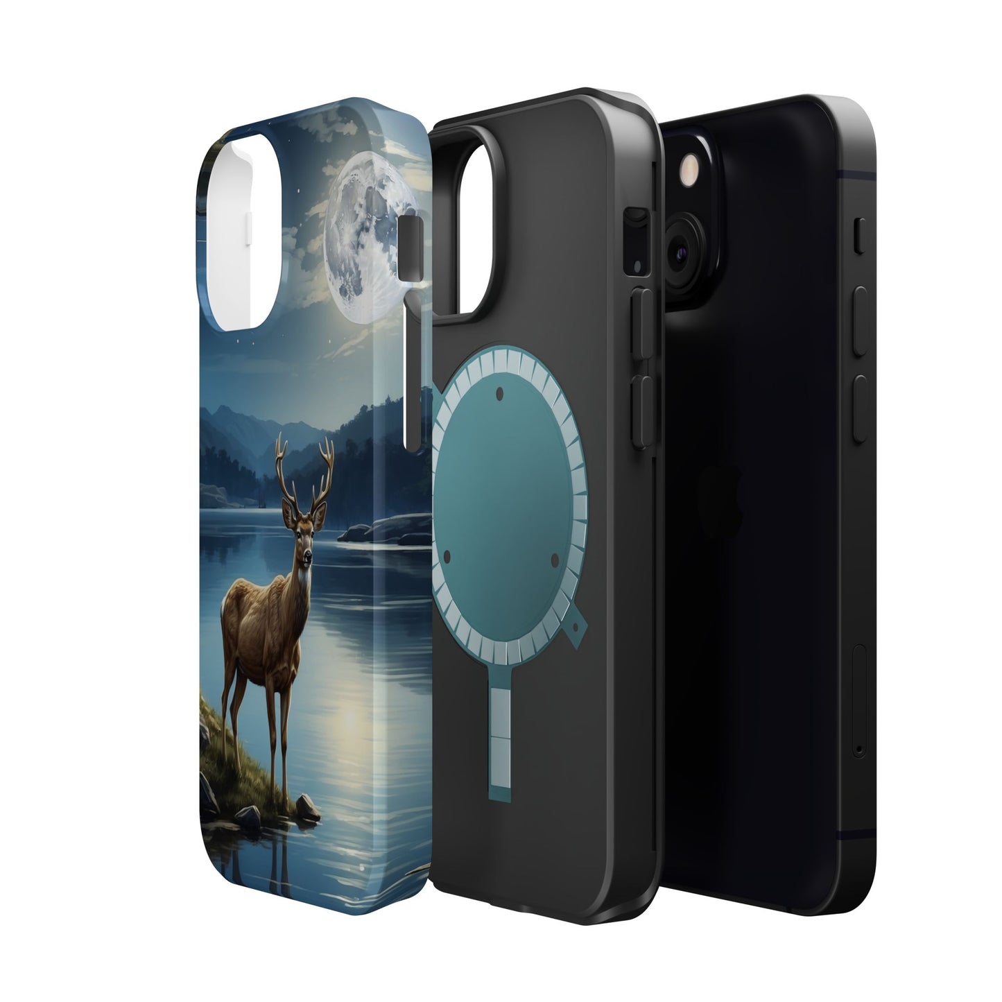 Moonlit Elegance: Stag by the Lake – MagSafe iPhone Case