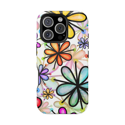 Retro Floral Pop MagSafe iPhone Case – Ultra-Slim Design, High-Gloss Finish