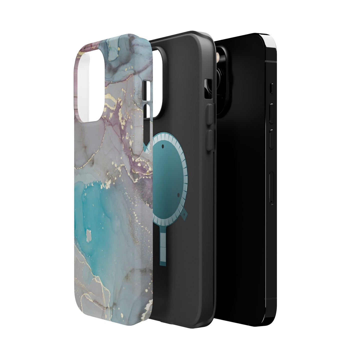 Sky Blue & Purple Marble Wave – MagSafe Case with Dreamy Marble Design