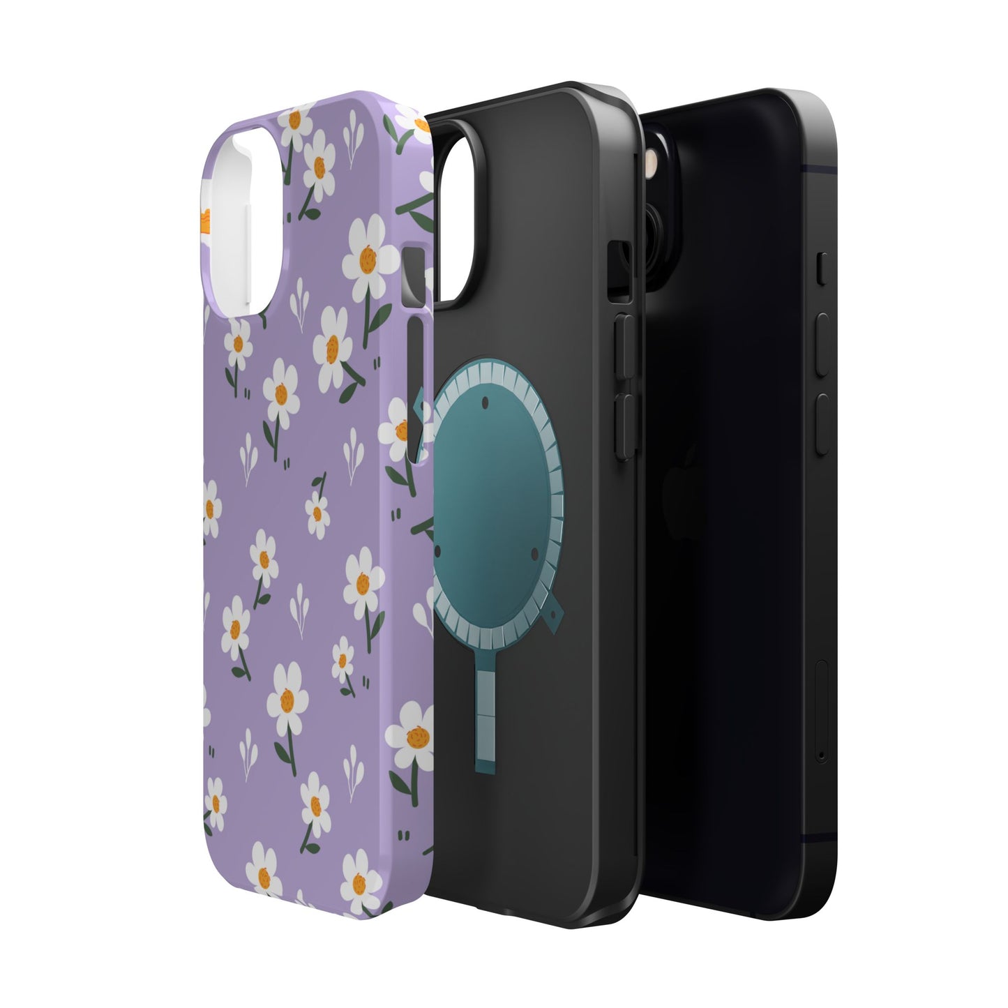 Purple Daisy Garden MagSafe  iPhone Case – Soft Lavender Background, Shockproof Protection with Slim Fit