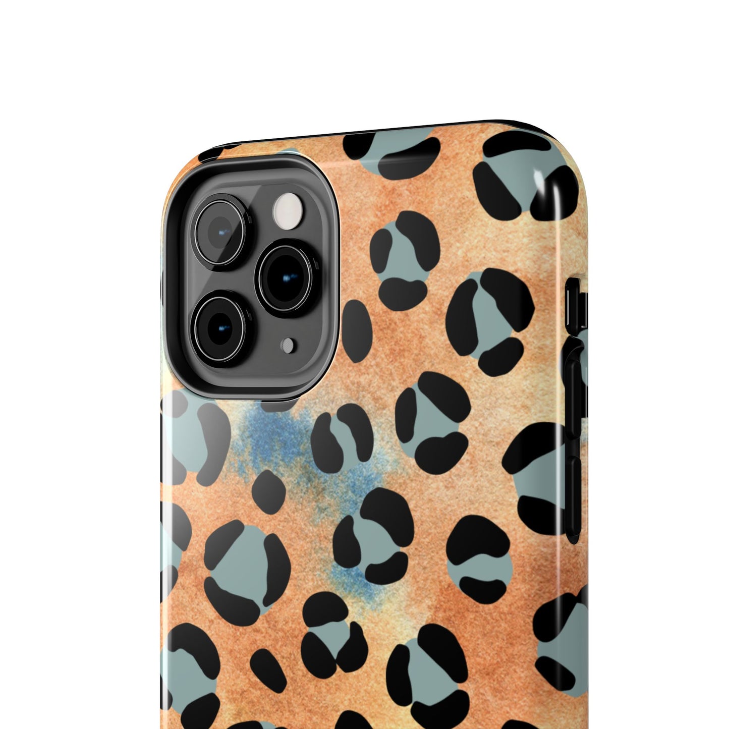 Sunset Watercolor Leopard Print Tough iPhone Case – Artistic Animal Pattern with Dual-Layer Protection