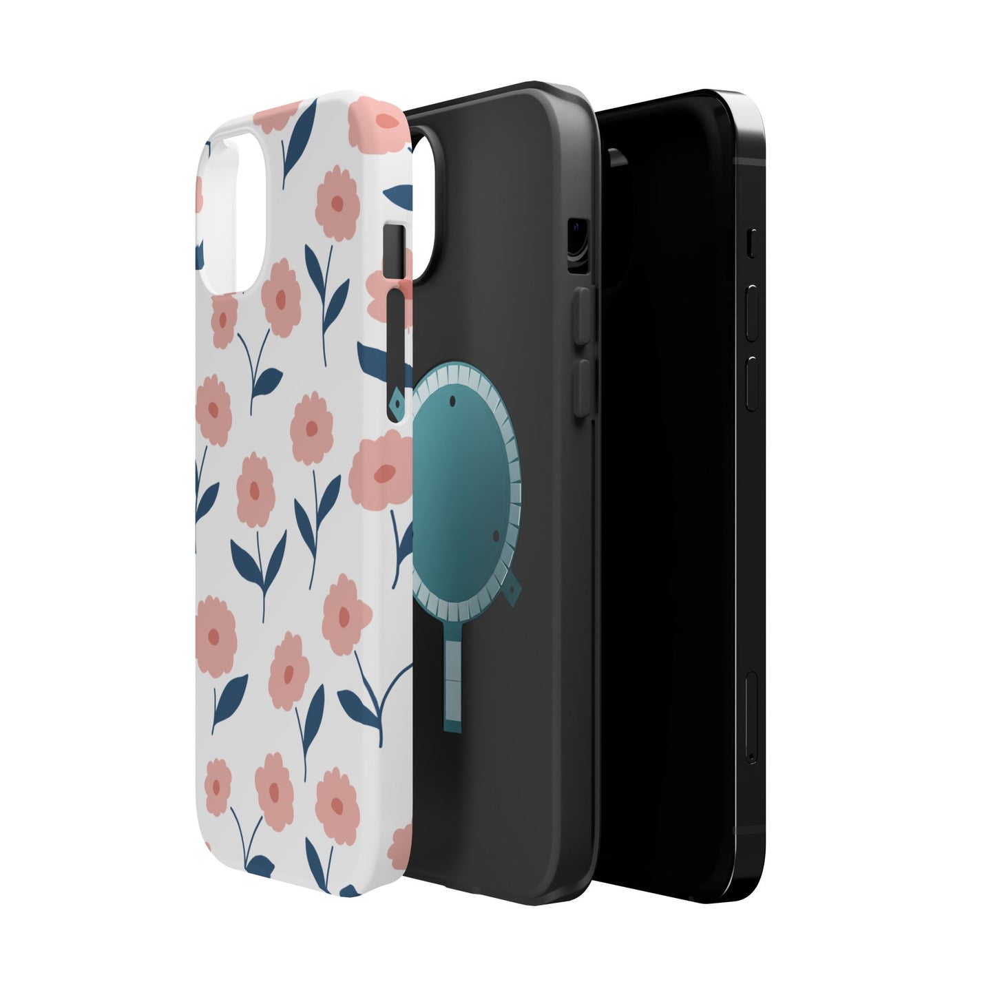 Playful Pink Floral Tough MagSafe  iPhone Case – Soft Pastel Design, Slim & Shockproof