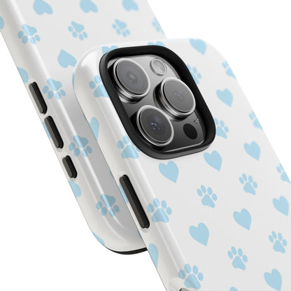 Light Blue Paw Prints & Hearts – iPhone Case for Animal Lovers