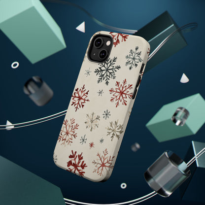 Vintage Red and Gray Snowflake Pattern – MagSafe iPhone Series Case