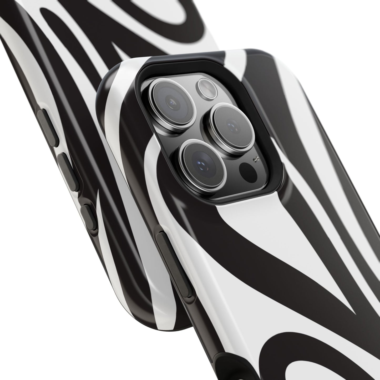 Modern Black and White Abstract Tough MagSafe iPhone Case – Bold Graphic Pattern with Dual-Layer Protection