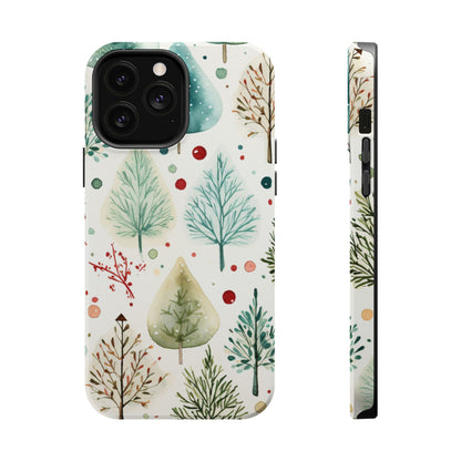 Watercolor Winter Trees MagSafe iPhone Case – Nature-Inspired, Holiday Theme Protective Cover