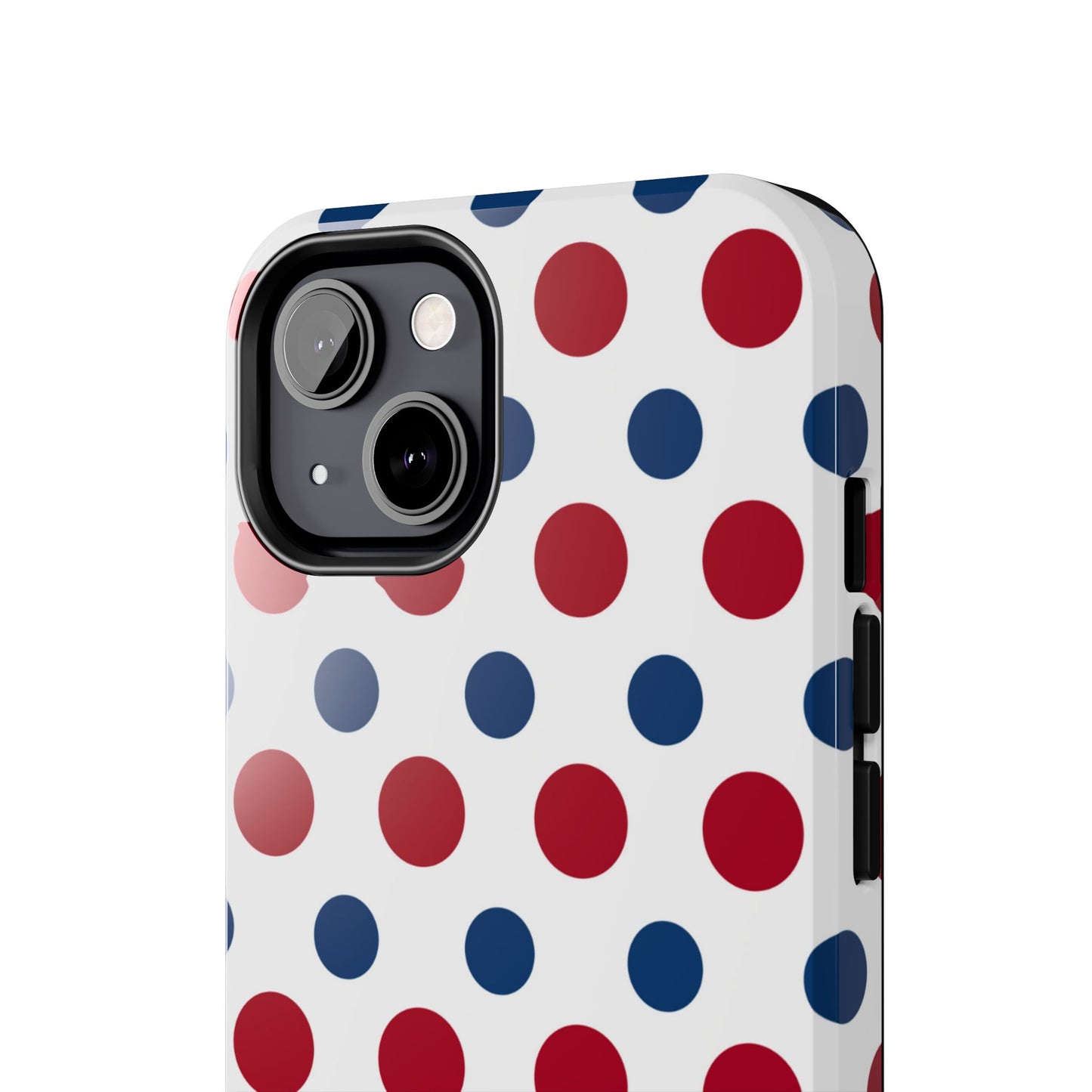 Patriotic Navy, White, and Red Polka Dot iPhone Case