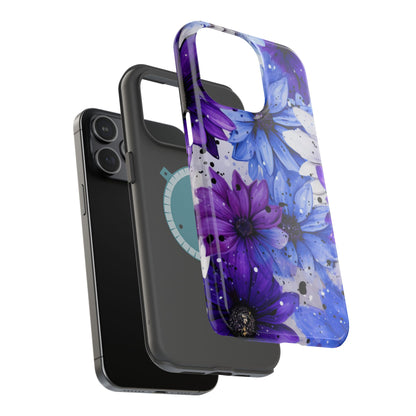 Vibrant Purple & Blue Floral Splash - MagSafe iPhone Series Case