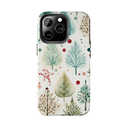 Watercolor Winter Trees iPhone Case – Nature-Inspired, Holiday Theme Protective Cover