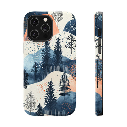 Winter Forest MagSafe iPhone Case | Watercolor Trees & Mountains